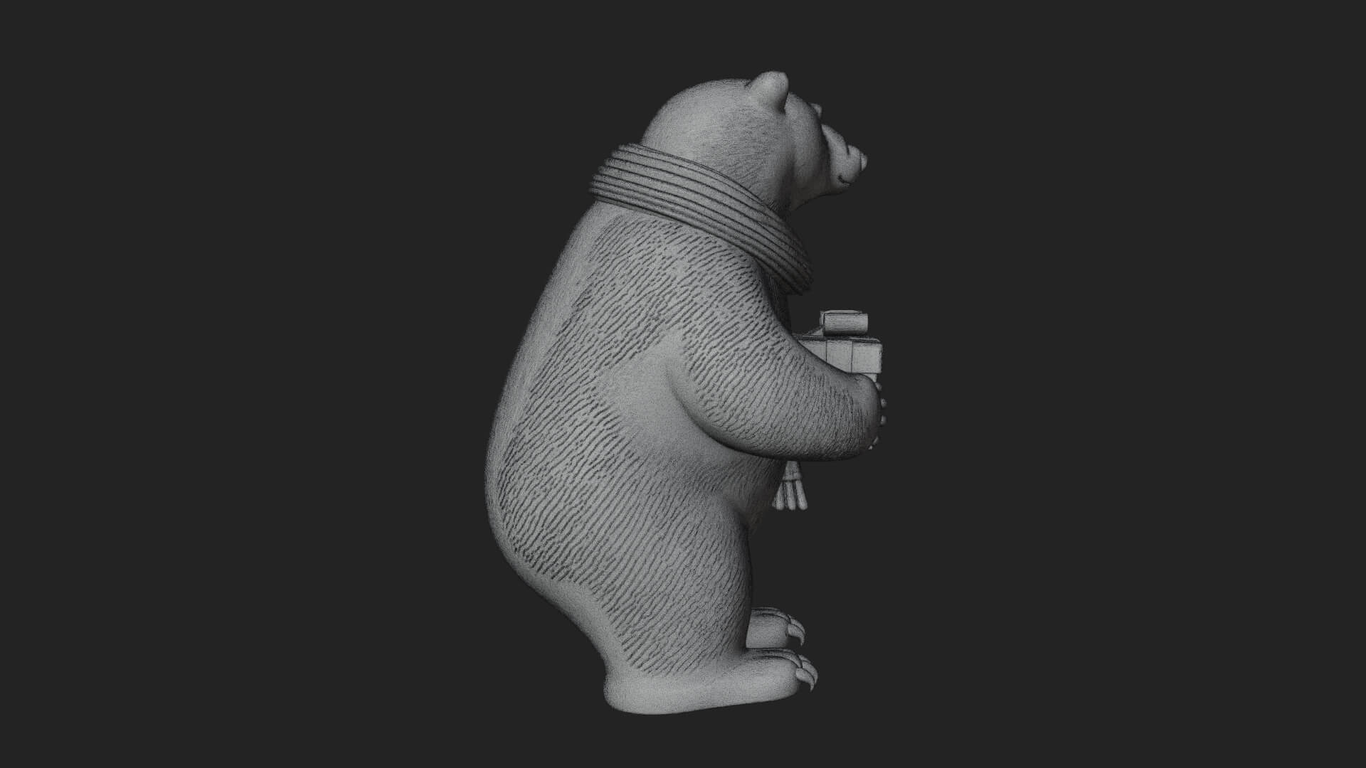 Scarf-Wearing Polar Bear Statue Design 2 3D Print Model 3D Model