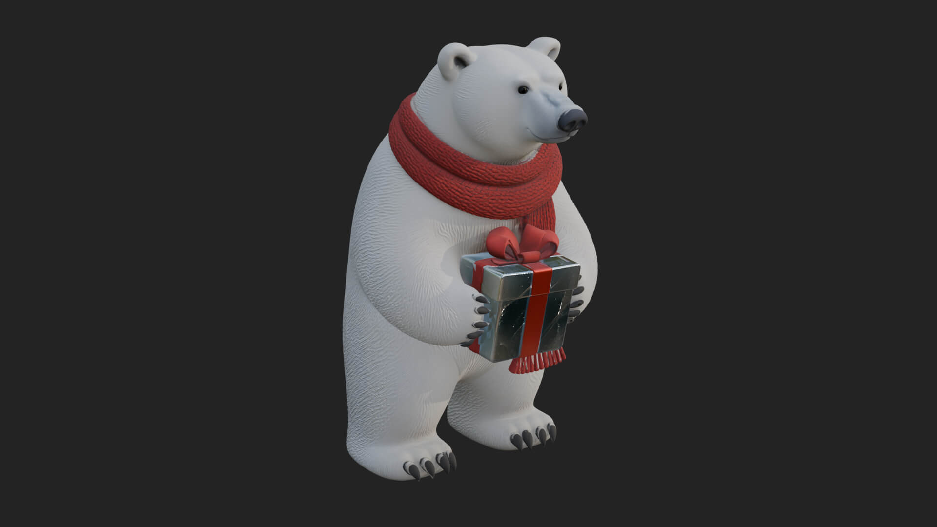 Scarf-Wearing Polar Bear Statue Design 3 3D Print Model 3D Model