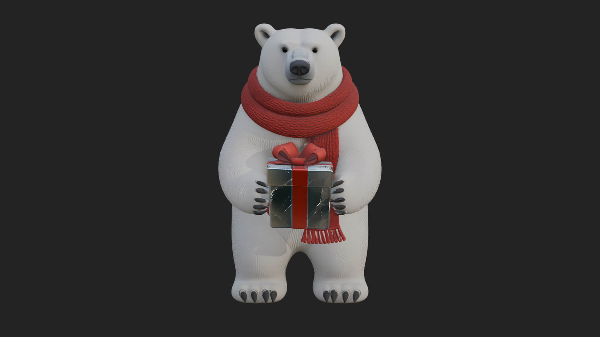Scarf-Wearing Polar Bear Statue Design 3 3D Print Model 3D Model