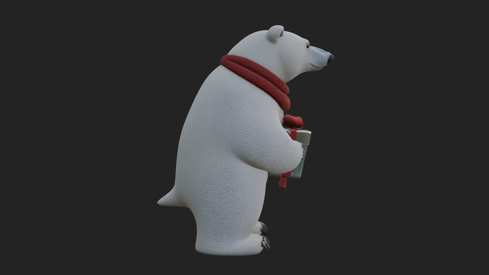 Scarf-Wearing Polar Bear Statue Design 3 3D Print Model 3D Model