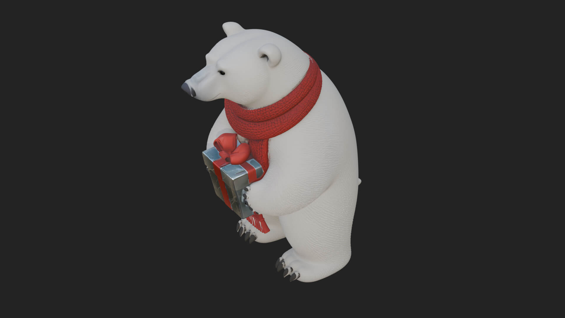 Scarf-Wearing Polar Bear Statue Design 3 3D Print Model 3D Model