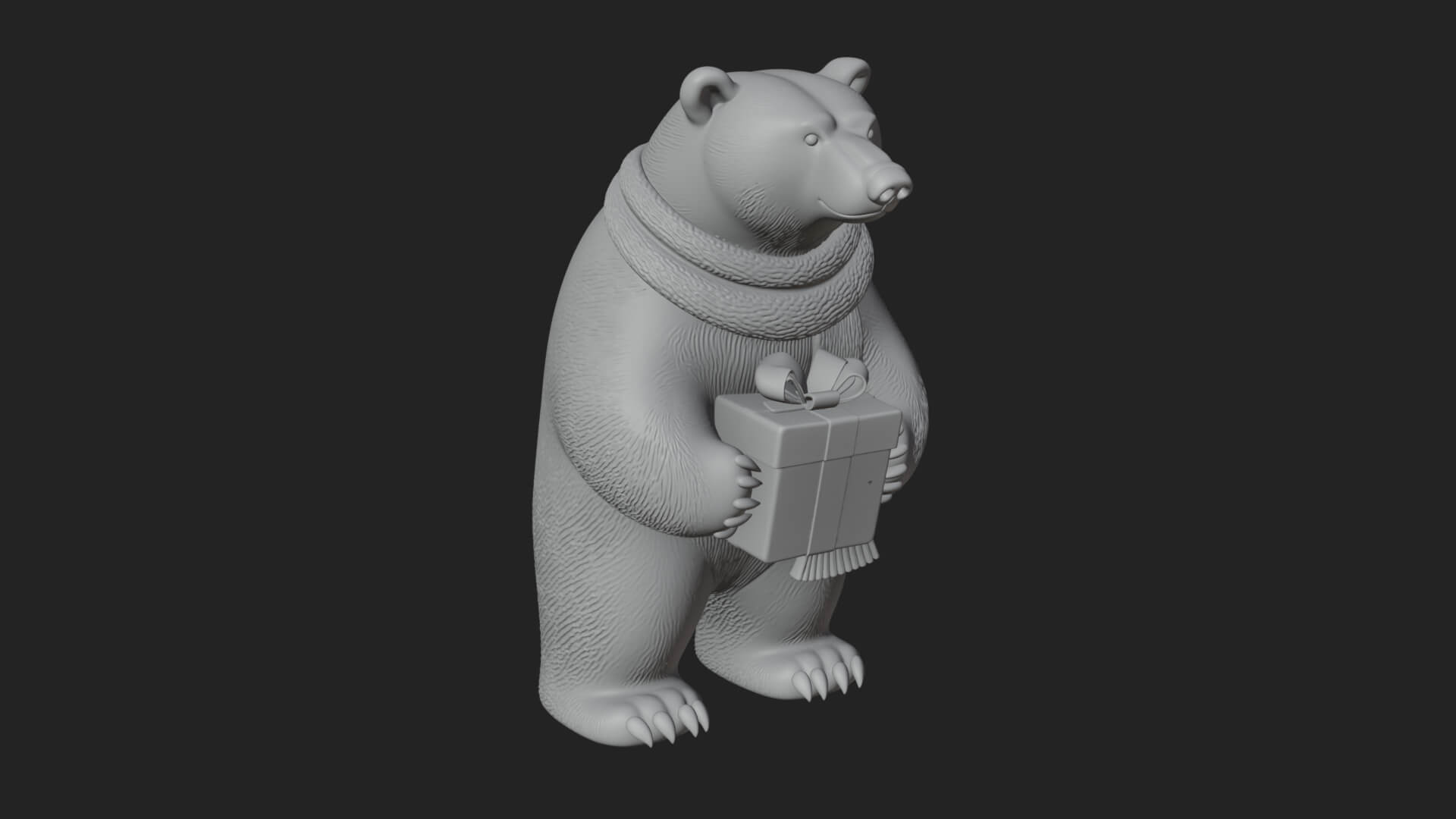 Scarf-Wearing Polar Bear Statue Design 3 3D Print Model 3D Model