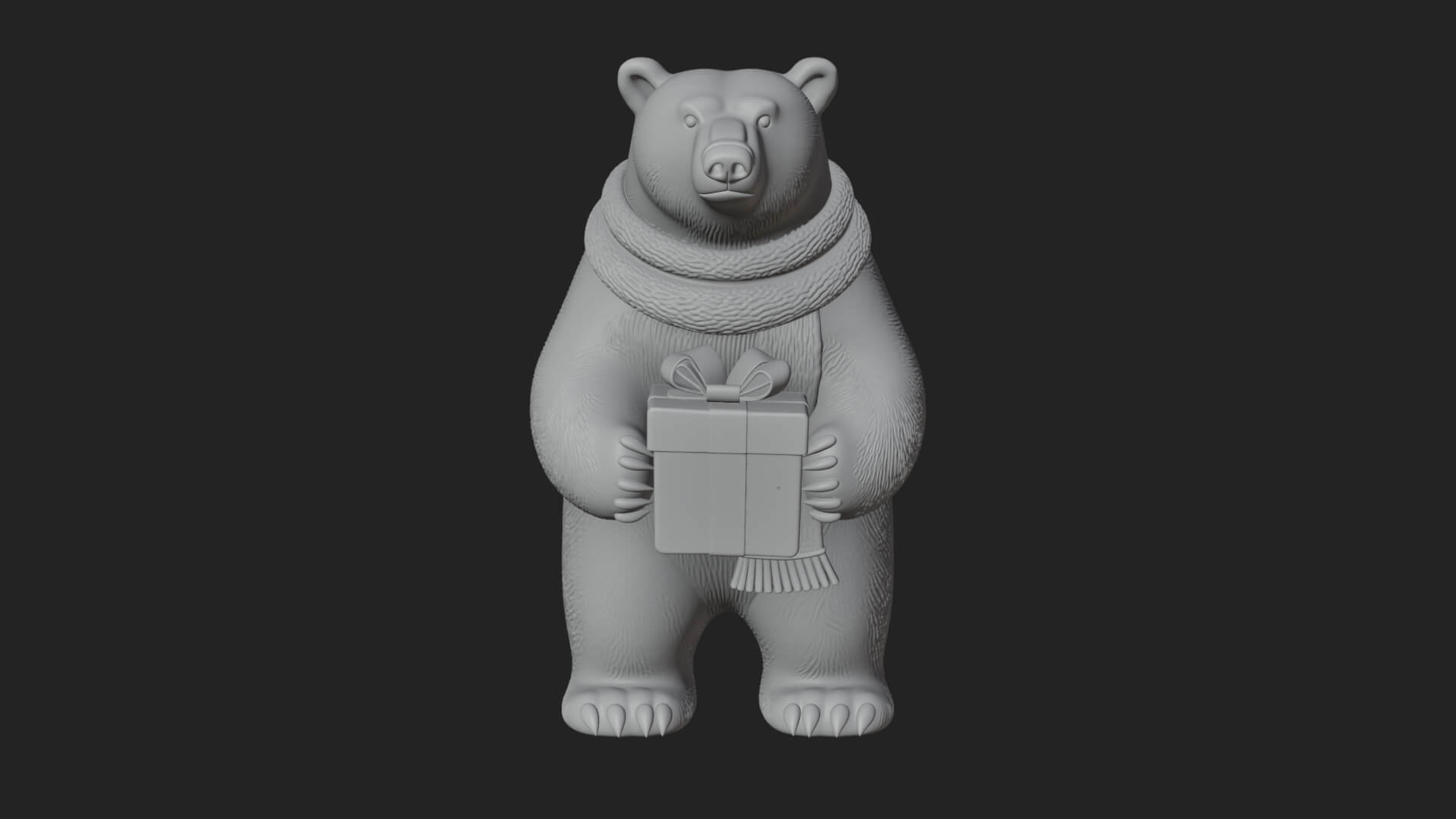 Scarf-Wearing Polar Bear Statue Design 3 3D Print Model 3D Model