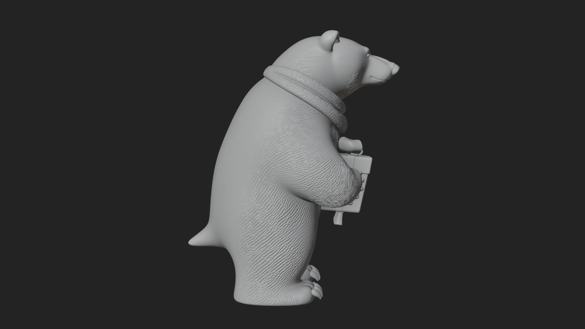 Scarf-Wearing Polar Bear Statue Design 3 3D Print Model 3D Model