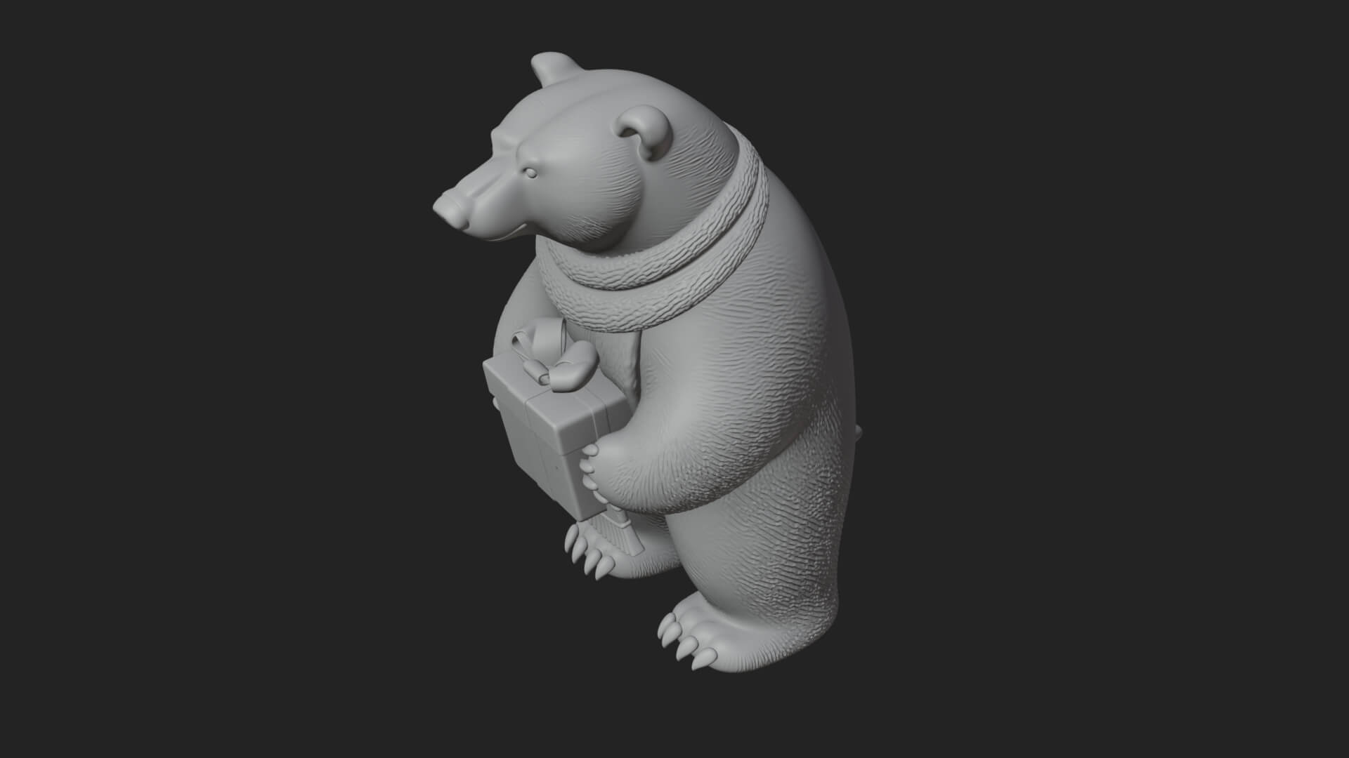 Scarf-Wearing Polar Bear Statue Design 3 3D Print Model 3D Model