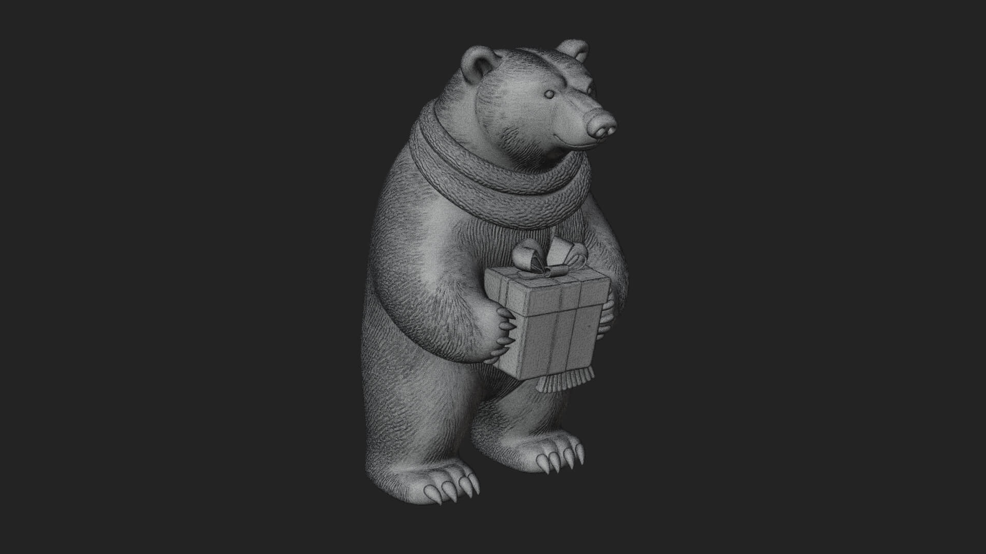 Scarf-Wearing Polar Bear Statue Design 3 3D Print Model 3D Model