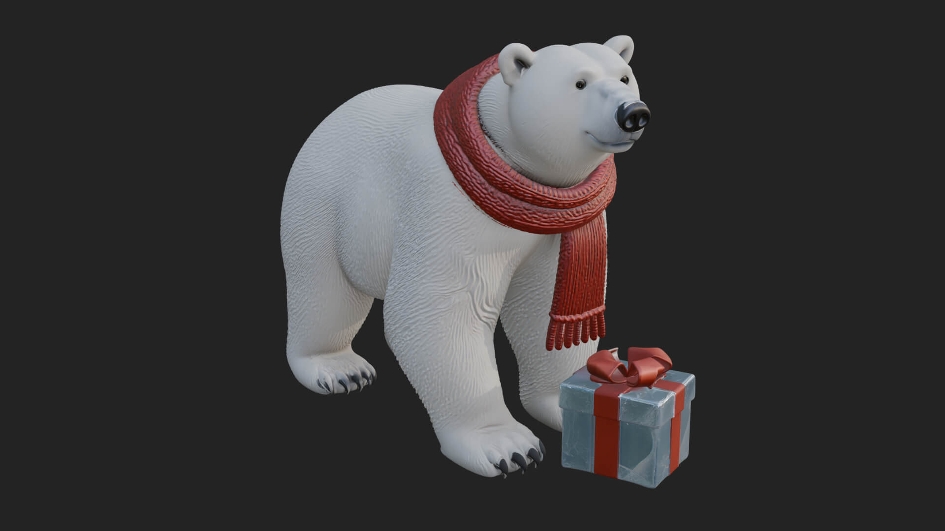 Scarf Wearing Polar Bear Statue Design 4 3D Print Model 3D Model