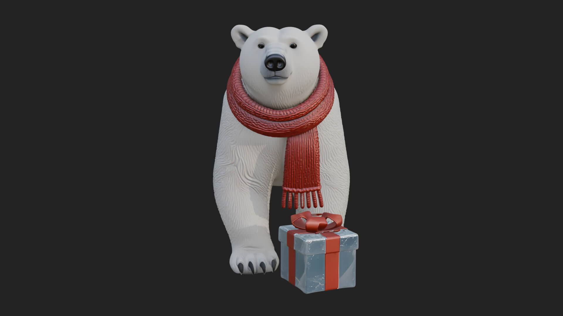 Scarf Wearing Polar Bear Statue Design 4 3D Print Model 3D Model