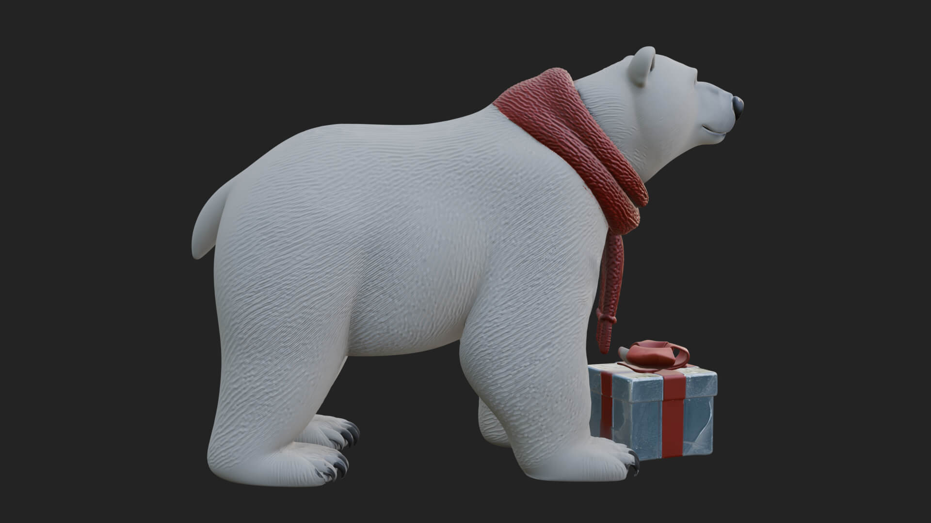 Scarf Wearing Polar Bear Statue Design 4 3D Print Model 3D Model