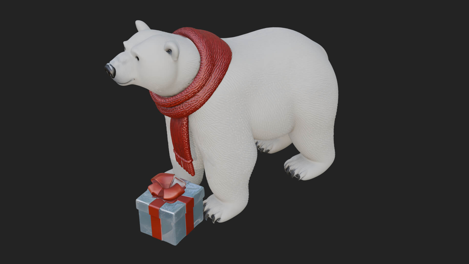 Scarf Wearing Polar Bear Statue Design 4 3D Print Model 3D Model