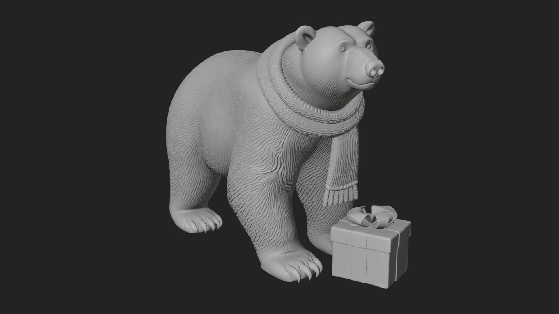 Scarf Wearing Polar Bear Statue Design 4 3D Print Model 3D Model