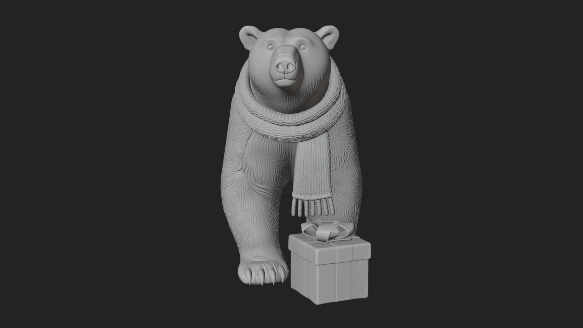 Scarf Wearing Polar Bear Statue Design 4 3D Print Model 3D Model