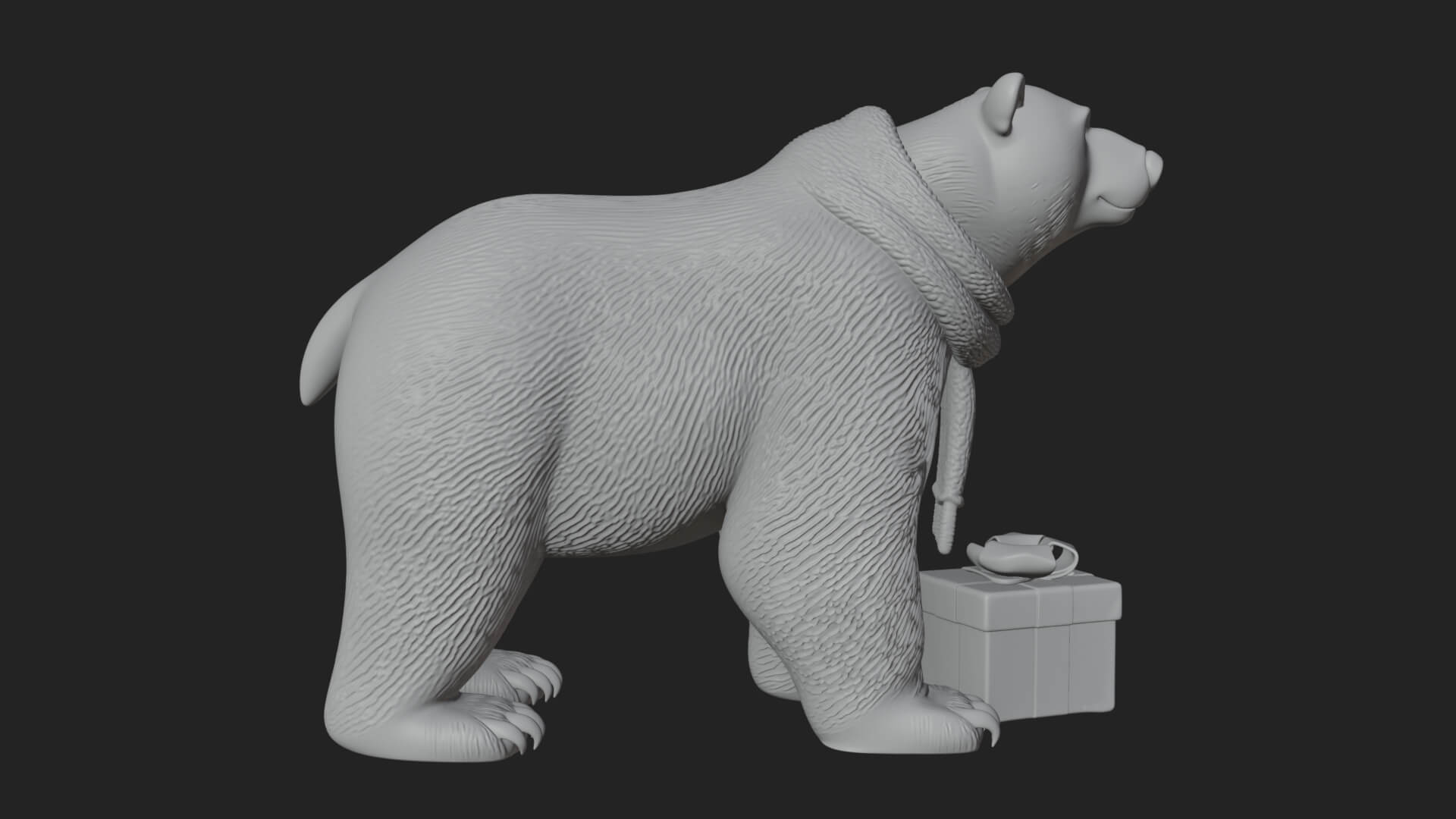 Scarf Wearing Polar Bear Statue Design 4 3D Print Model 3D Model