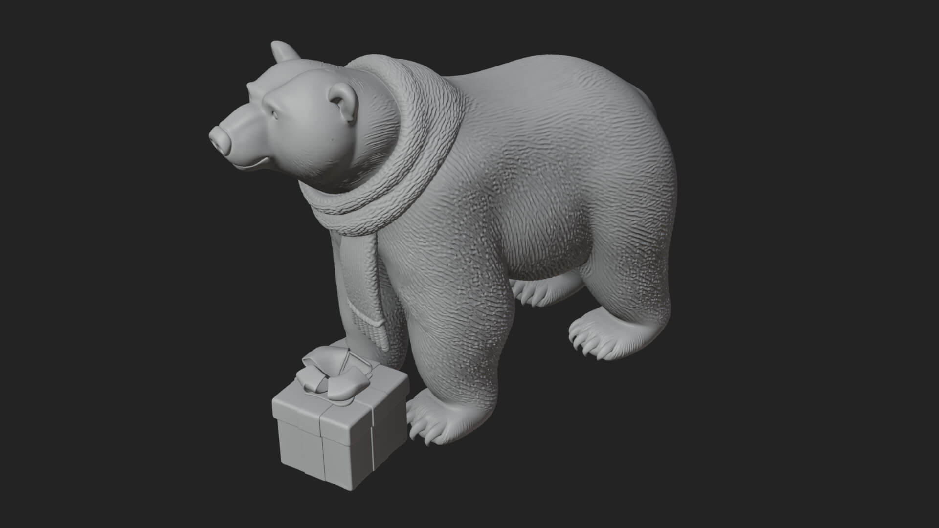 Scarf Wearing Polar Bear Statue Design 4 3D Print Model 3D Model
