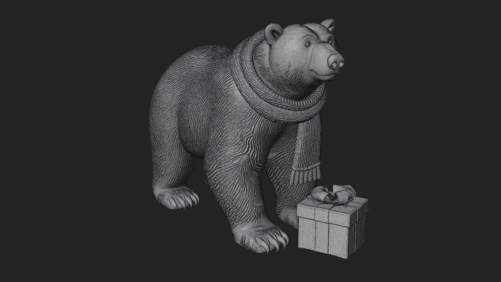 Scarf Wearing Polar Bear Statue Design 4 3D Print Model 3D Model