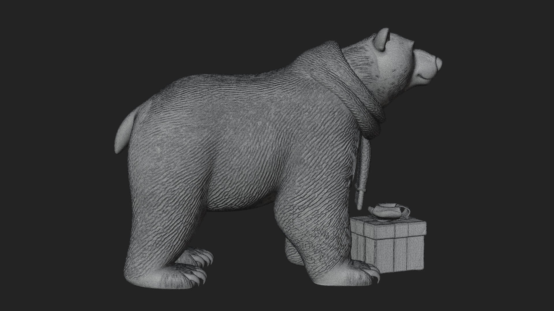 Scarf Wearing Polar Bear Statue Design 4 3D Print Model 3D Model
