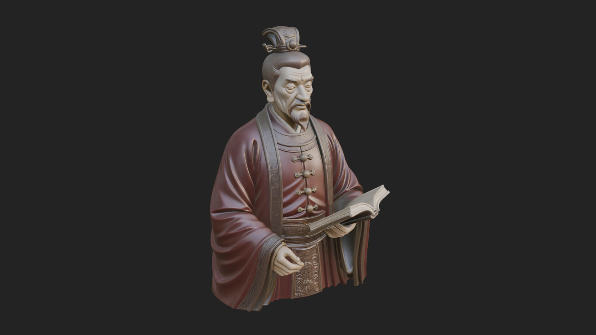 Scholar with Book Bust Design 1 3D Print Model 3D Model