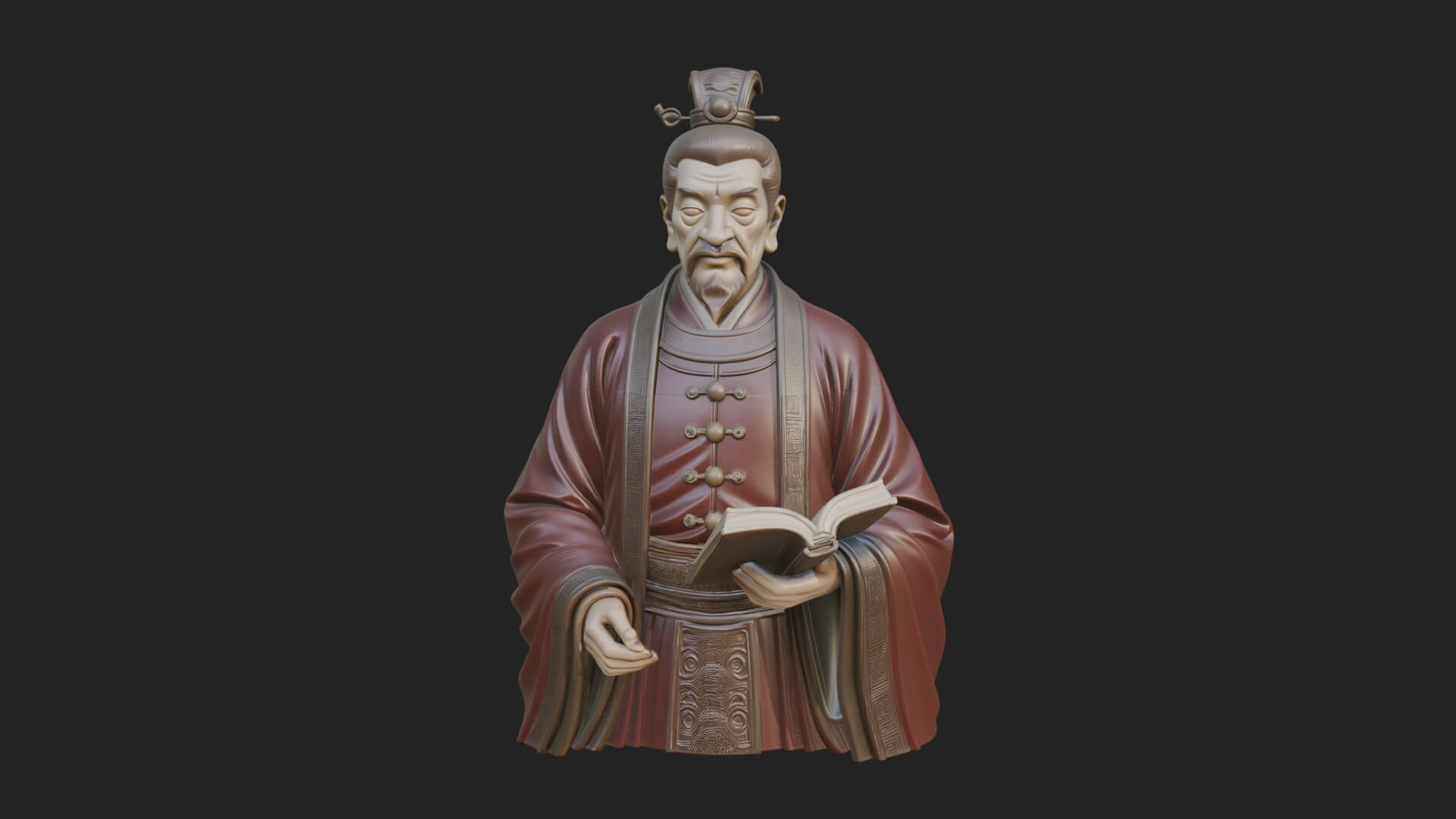 Scholar with Book Bust Design 1 3D Print Model 3D Model
