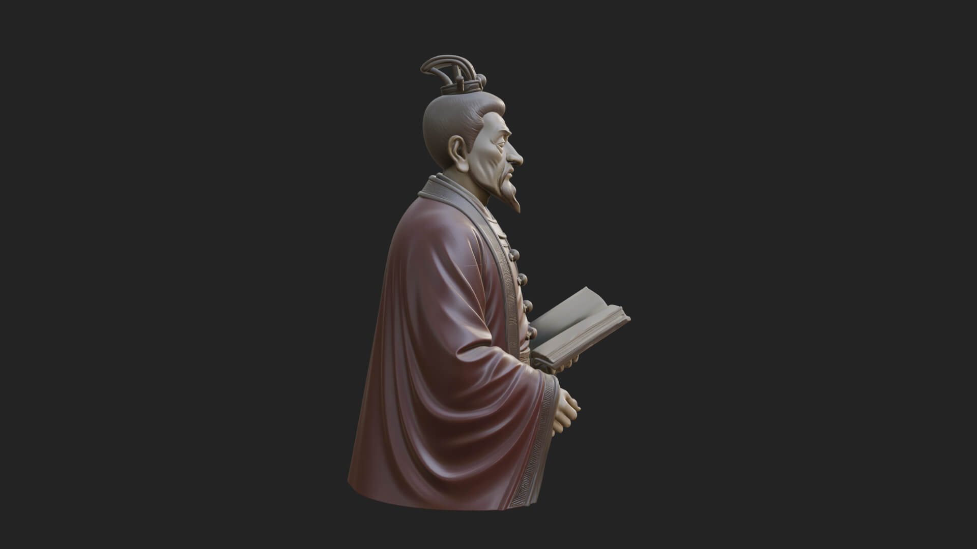 Scholar with Book Bust Design 1 3D Print Model 3D Model