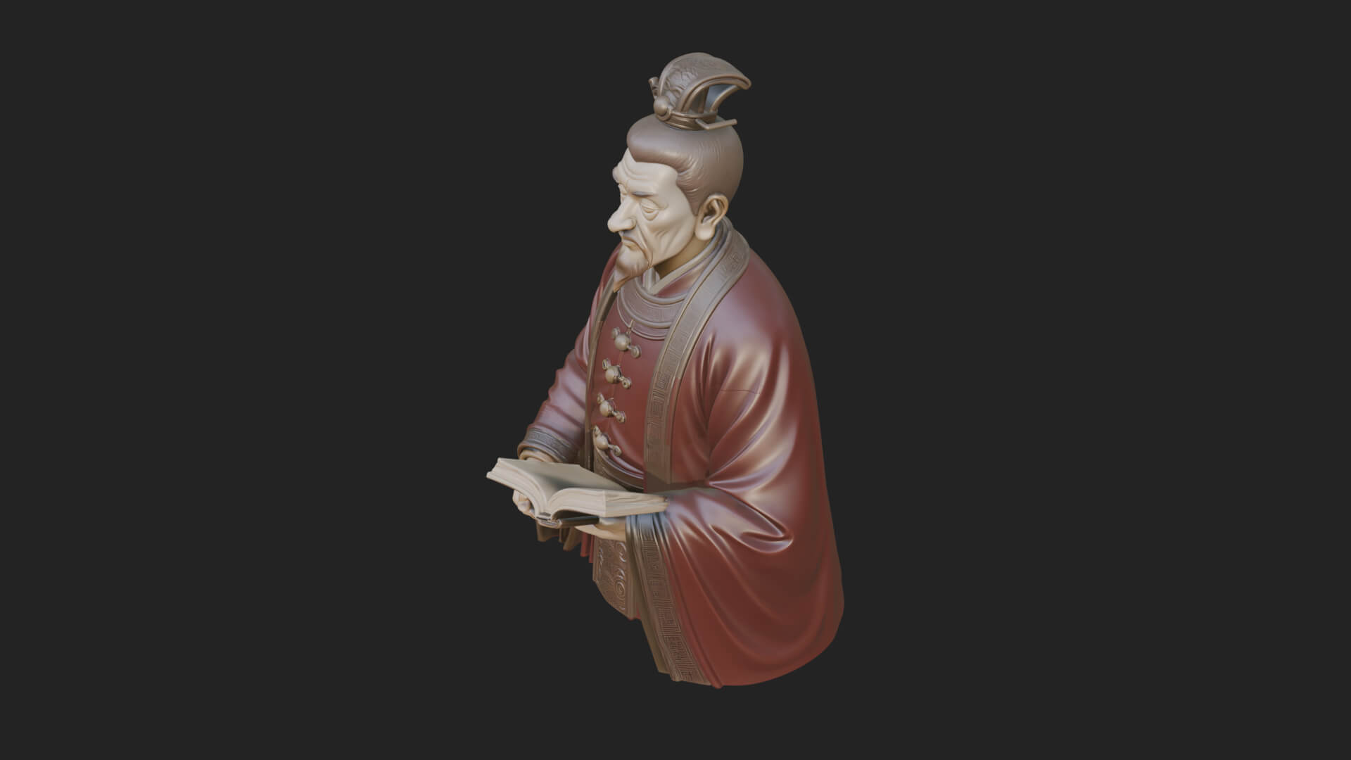 Scholar with Book Bust Design 1 3D Print Model 3D Model