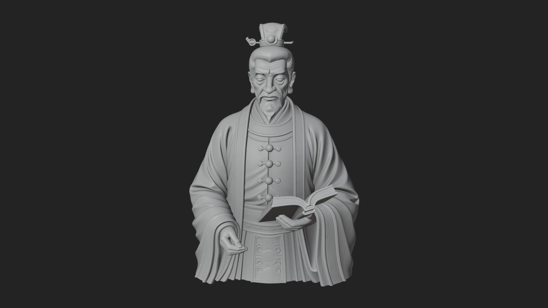 Scholar with Book Bust Design 1 3D Print Model 3D Model