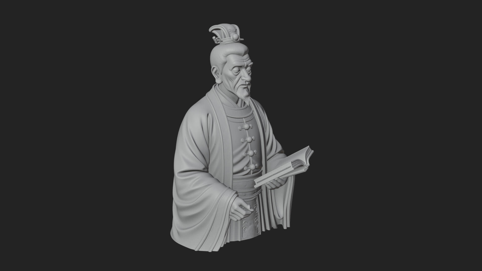 Scholar with Book Bust Design 1 3D Print Model 3D Model