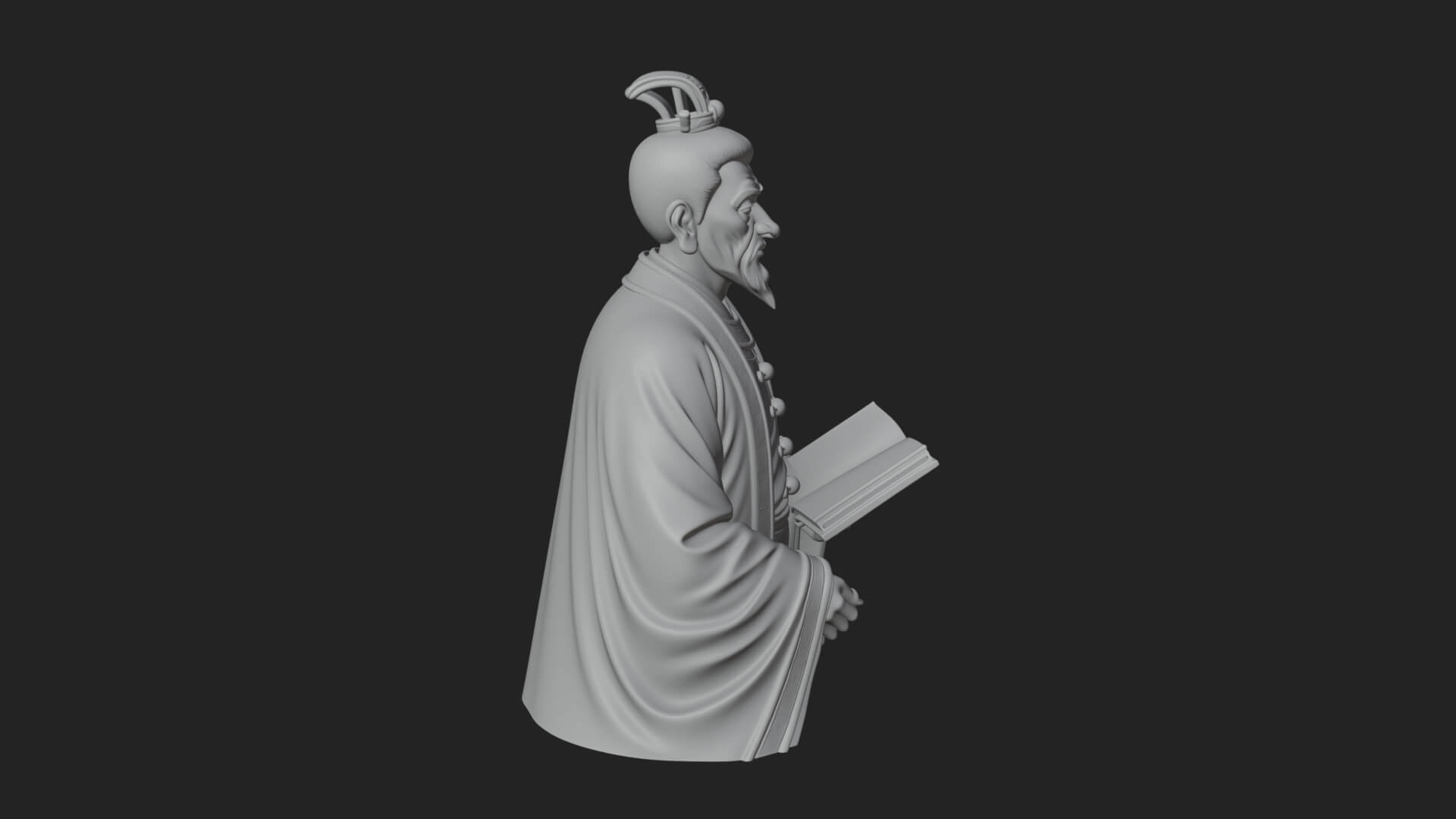 Scholar with Book Bust Design 1 3D Print Model 3D Model
