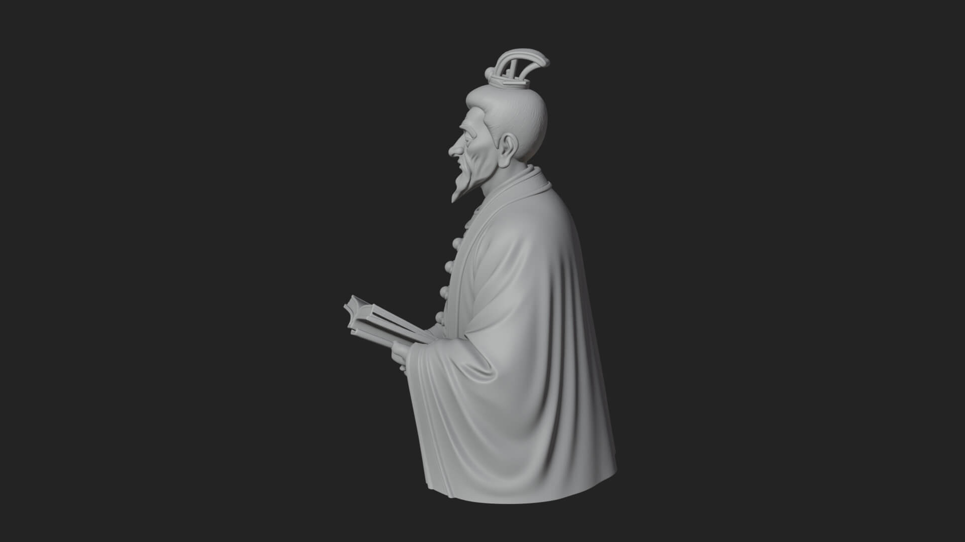 Scholar with Book Bust Design 1 3D Print Model 3D Model