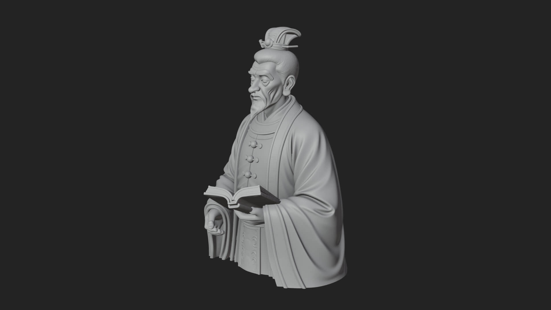 Scholar with Book Bust Design 1 3D Print Model 3D Model