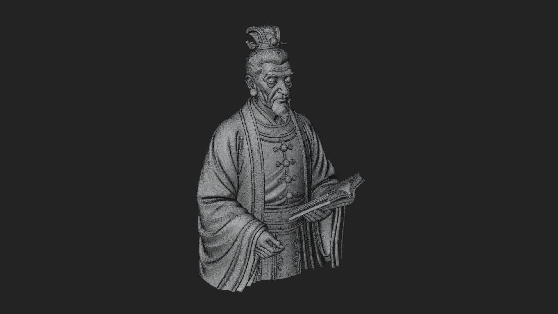 Scholar with Book Bust Design 1 3D Print Model 3D Model