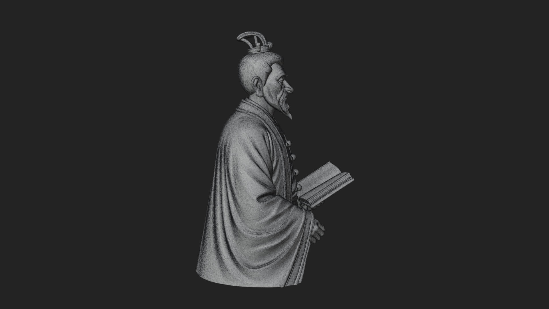 Scholar with Book Bust Design 1 3D Print Model 3D Model