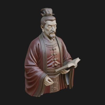 Scholar with Book Bust Design 1 3D Print Model