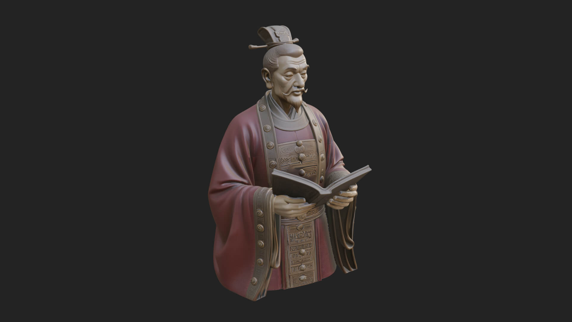 Scholar with Book Bust Design 2 3D Print Model 3D Model