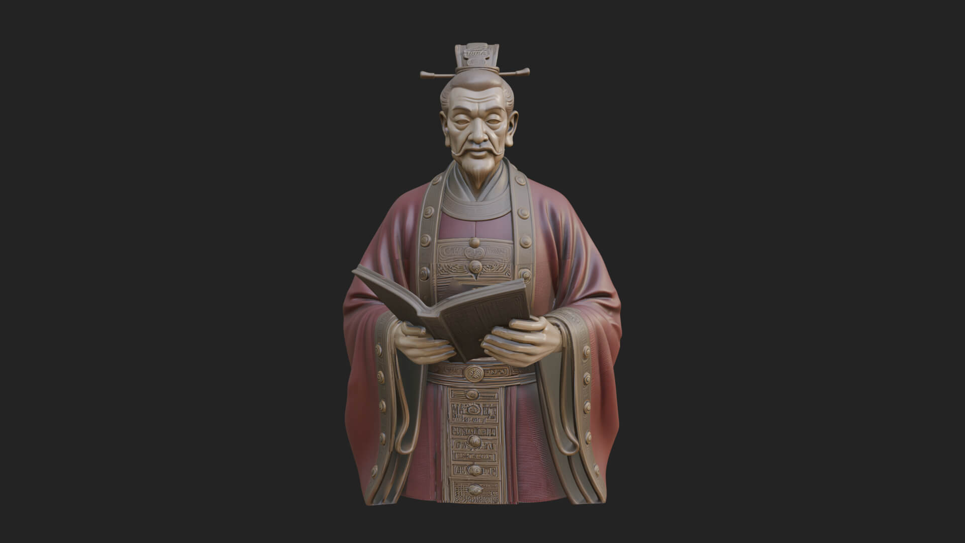 Scholar with Book Bust Design 2 3D Print Model 3D Model