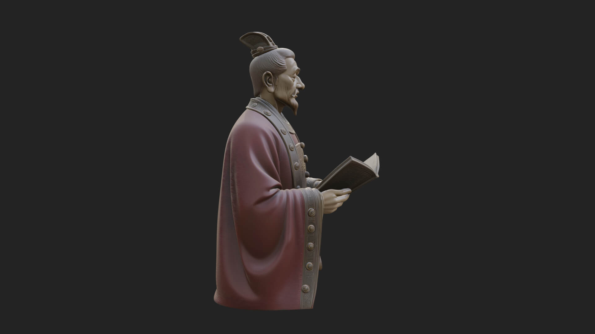 Scholar with Book Bust Design 2 3D Print Model 3D Model