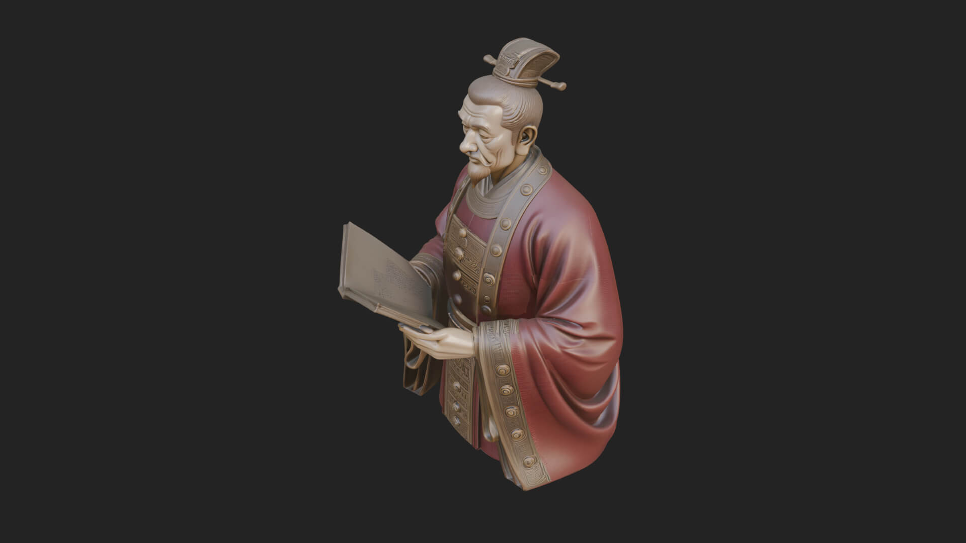Scholar with Book Bust Design 2 3D Print Model 3D Model