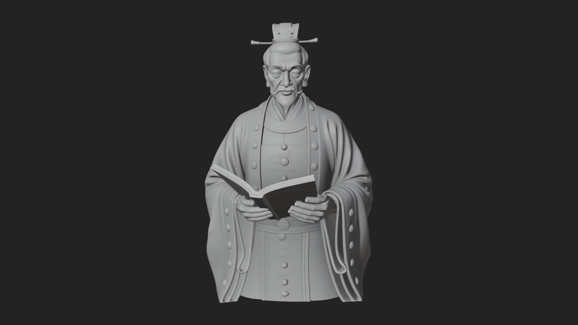 Scholar with Book Bust Design 2 3D Print Model 3D Model