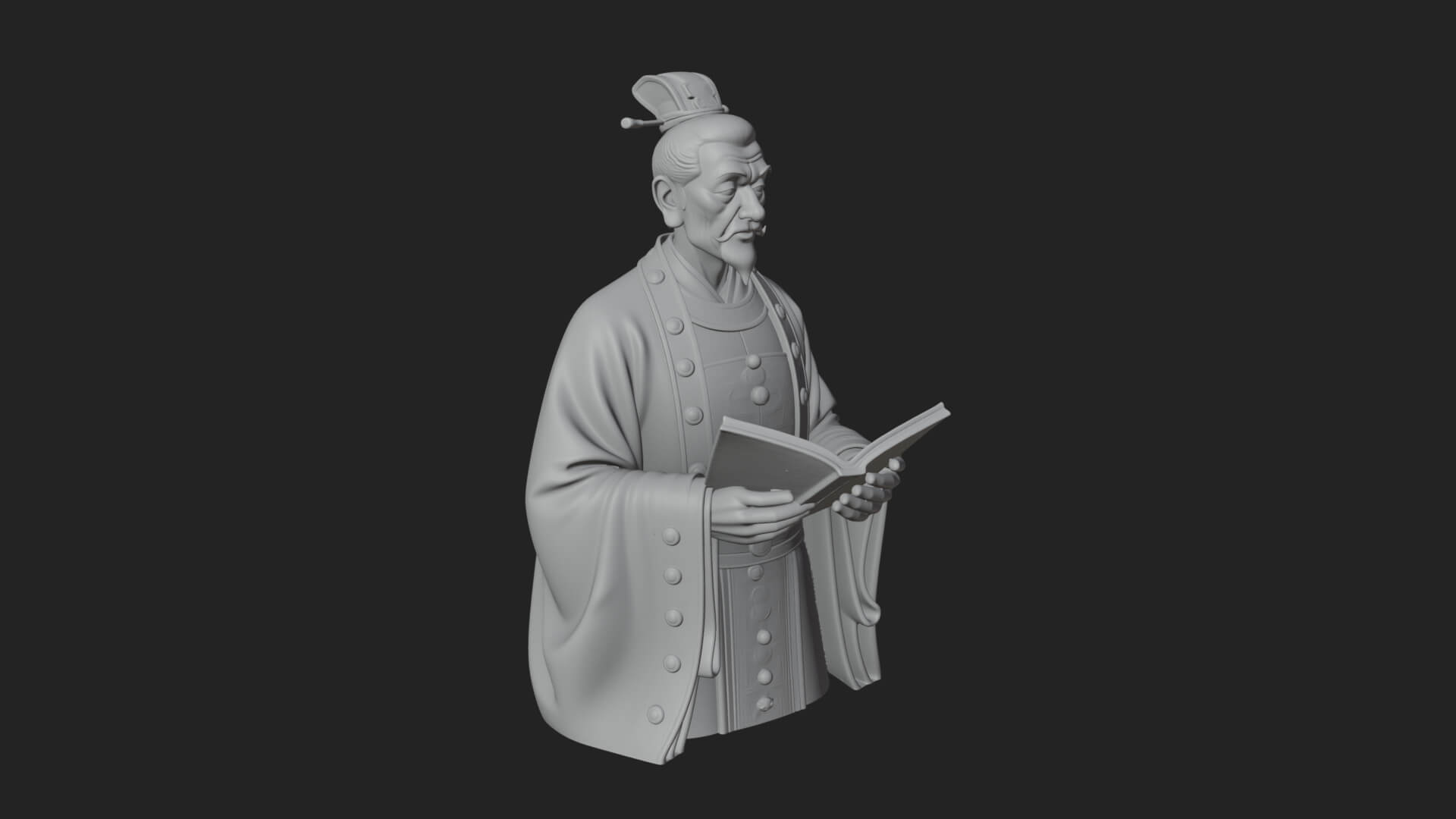 Scholar with Book Bust Design 2 3D Print Model 3D Model