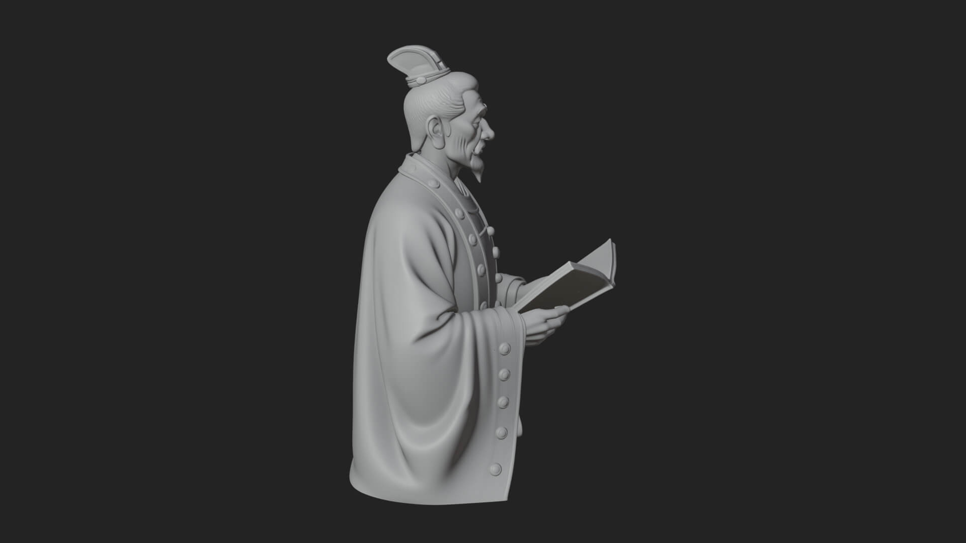 Scholar with Book Bust Design 2 3D Print Model 3D Model