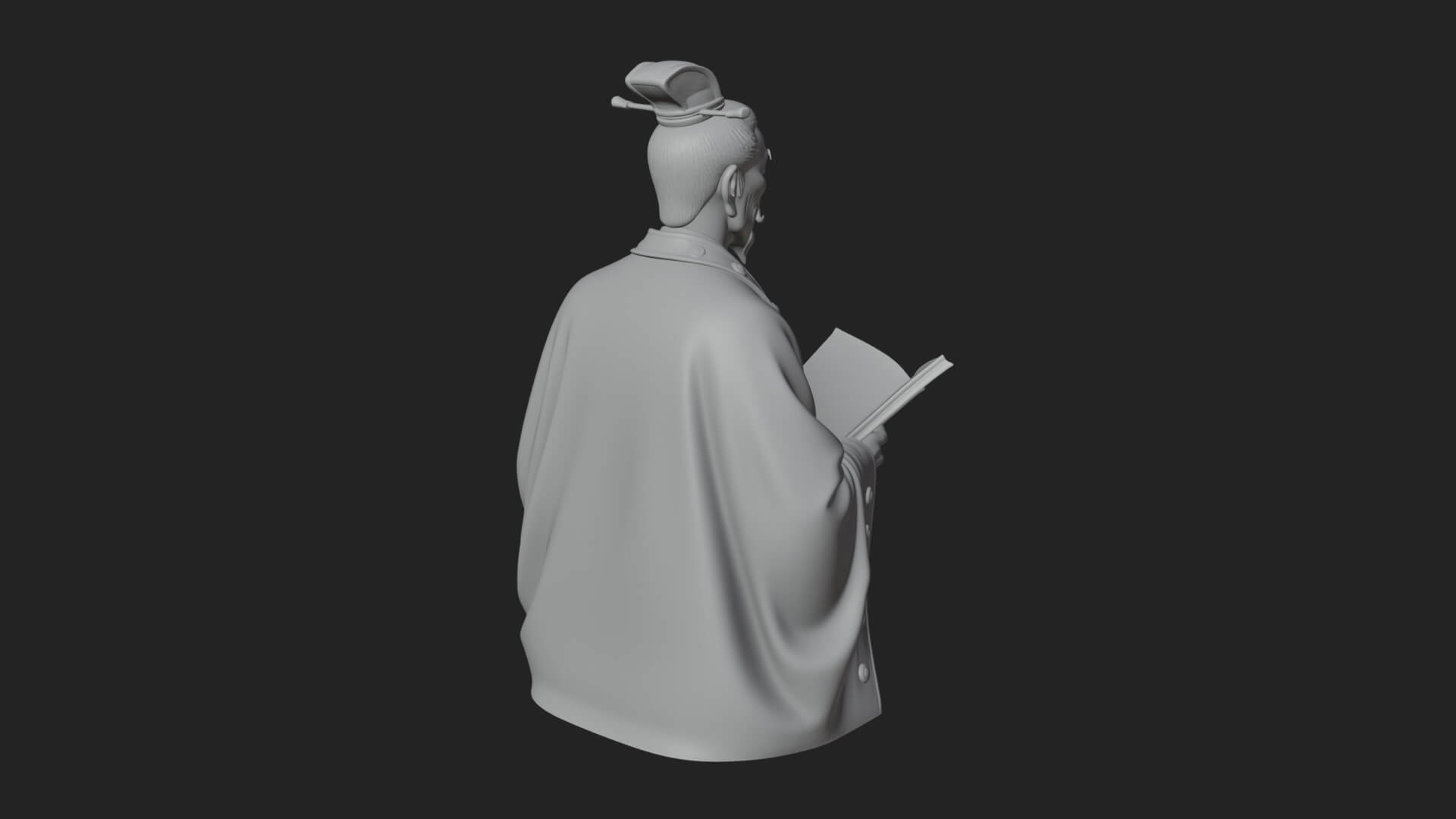 Scholar with Book Bust Design 2 3D Print Model 3D Model