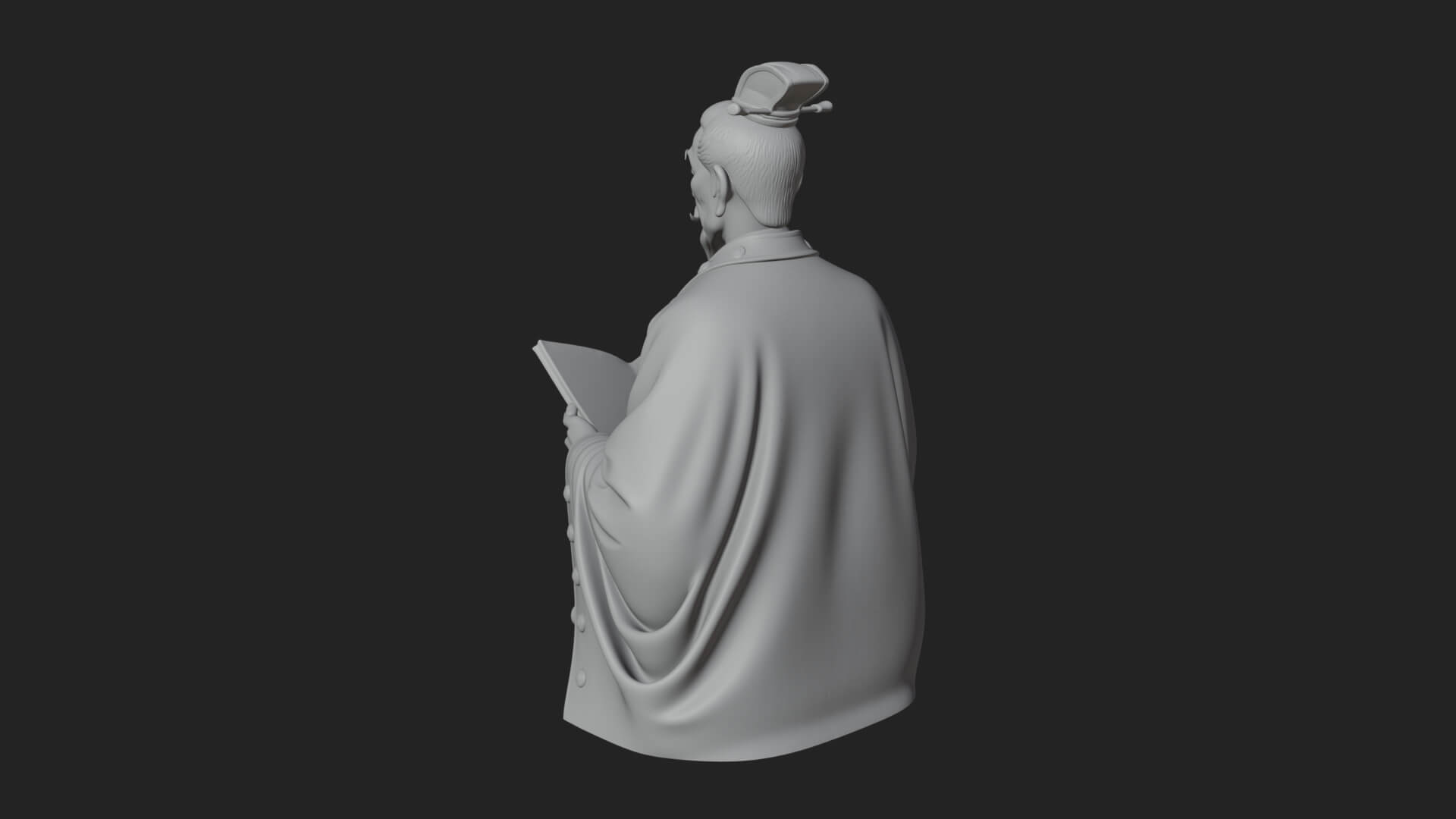 Scholar with Book Bust Design 2 3D Print Model 3D Model