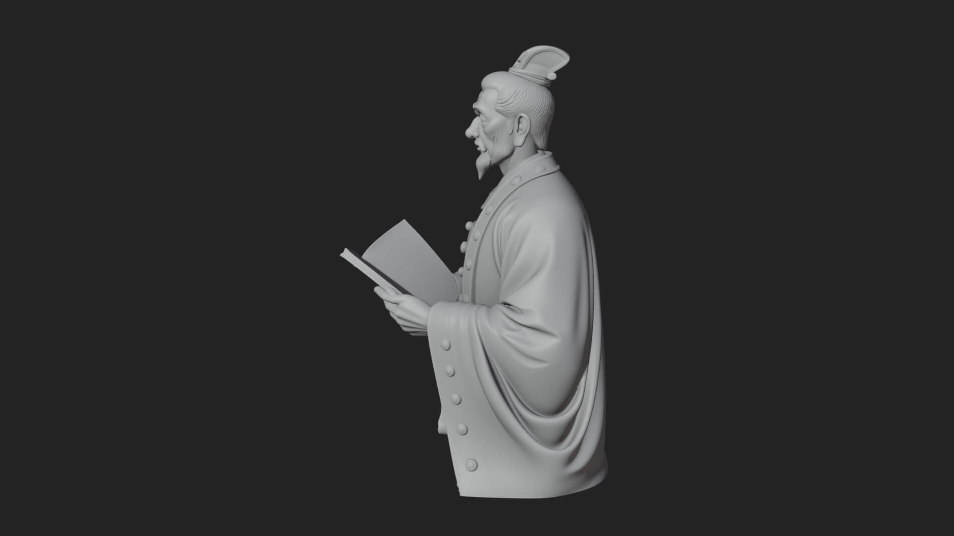 Scholar with Book Bust Design 2 3D Print Model 3D Model