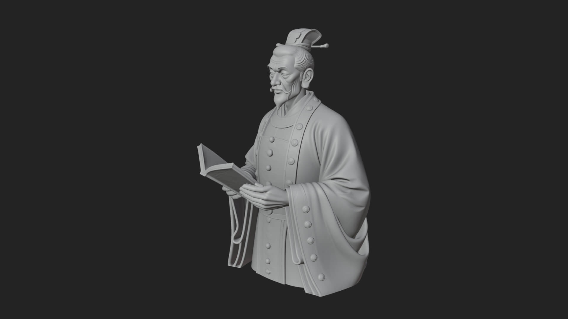 Scholar with Book Bust Design 2 3D Print Model 3D Model