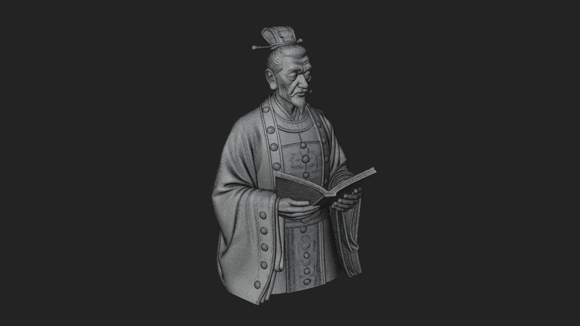 Scholar with Book Bust Design 2 3D Print Model 3D Model