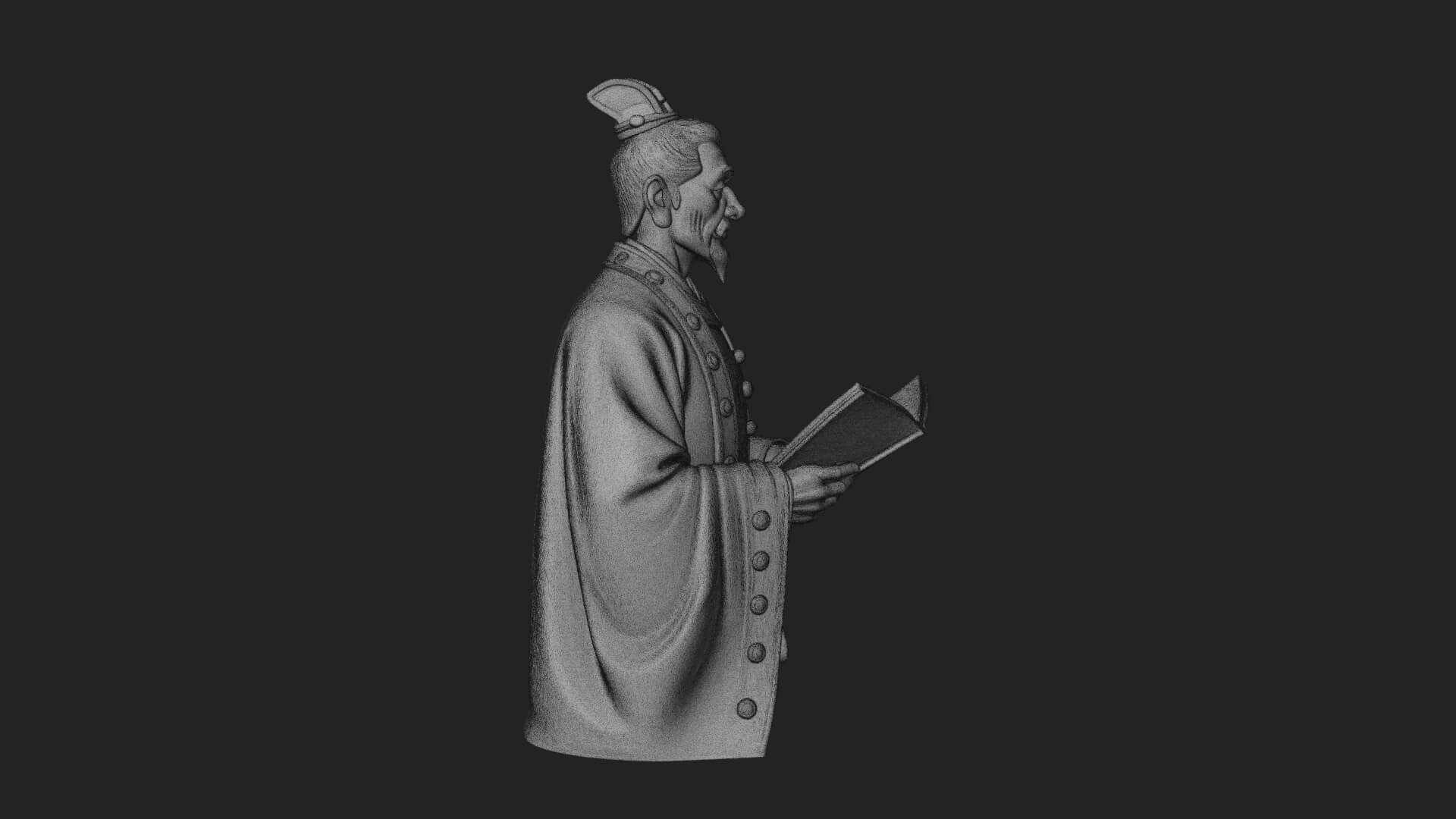 Scholar with Book Bust Design 2 3D Print Model 3D Model