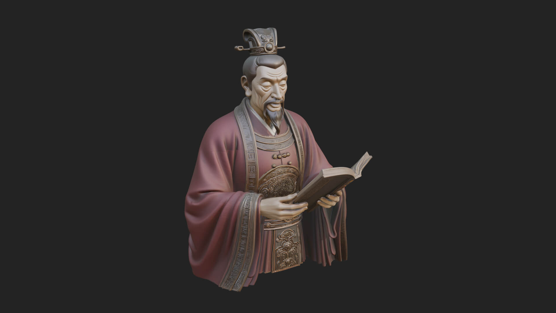 Scholar with Book Bust Design 3 3D Print Model 3D Model