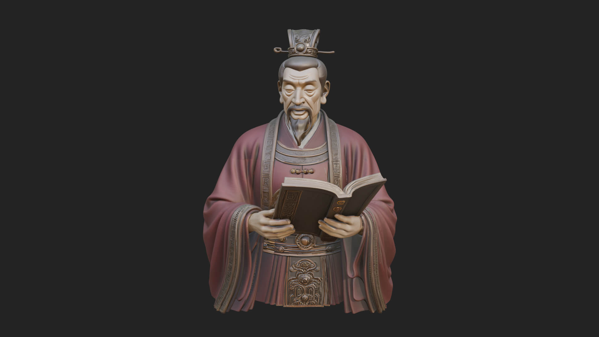 Scholar with Book Bust Design 3 3D Print Model 3D Model