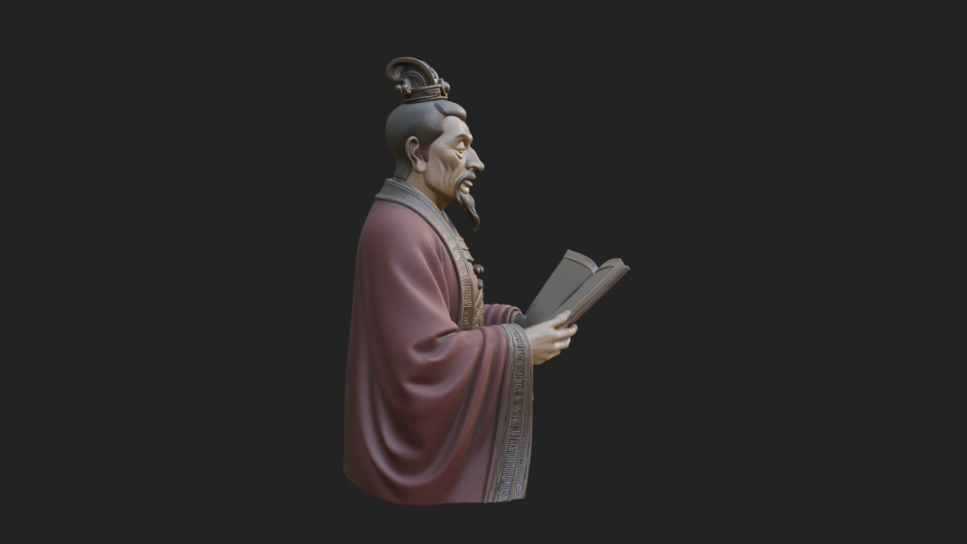 Scholar with Book Bust Design 3 3D Print Model 3D Model