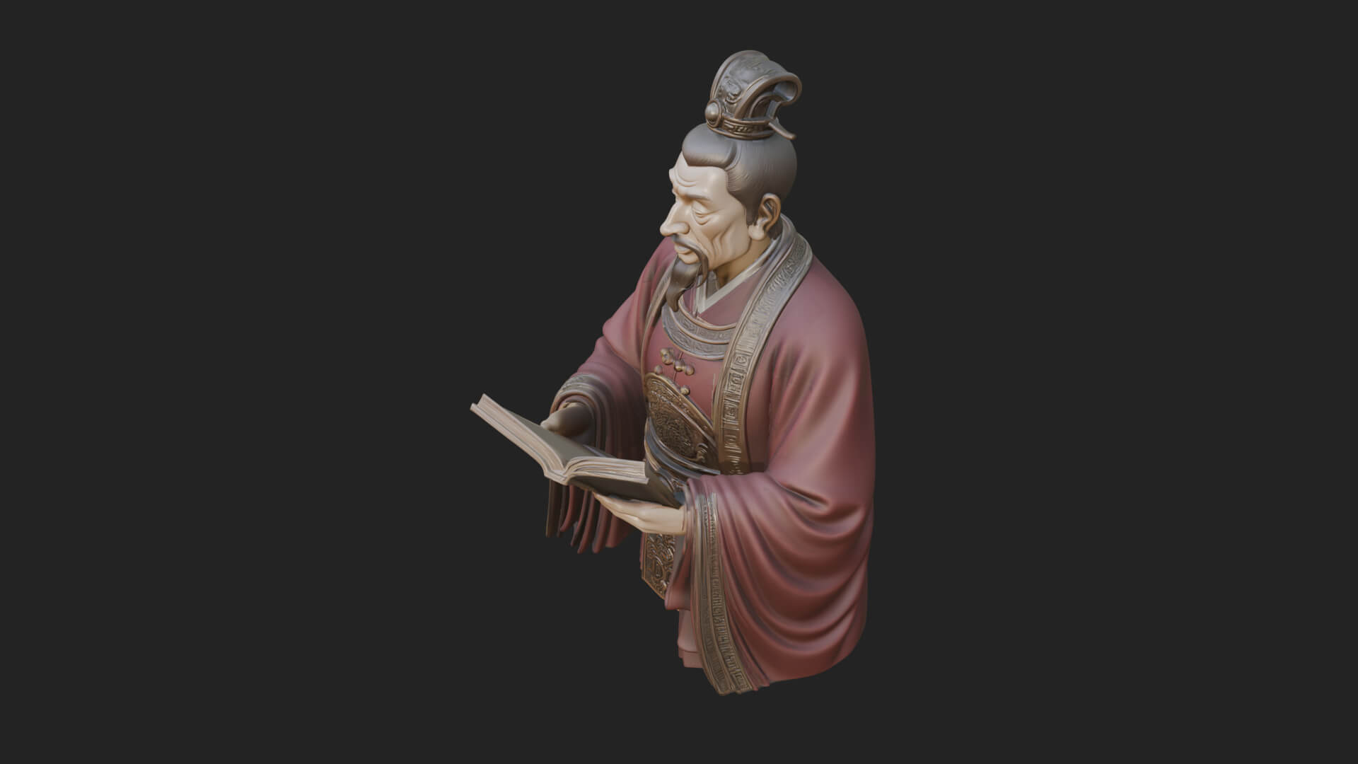 Scholar with Book Bust Design 3 3D Print Model 3D Model