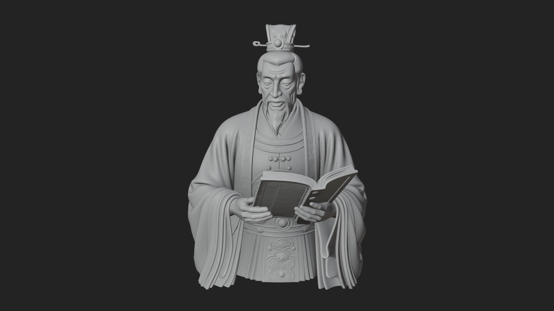 Scholar with Book Bust Design 3 3D Print Model 3D Model